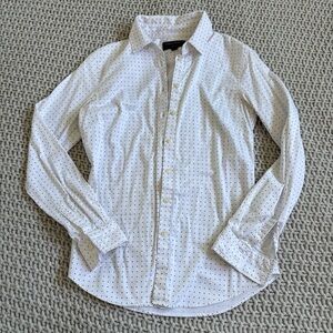 Banana Republic White and Black Polka Dot Shirt